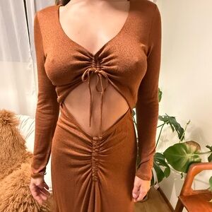 L*Space copper Midi Dress with High-Low Ruched Style